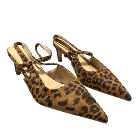 New C.Paravano Women Size 9 Brown Leopard Spot Slingback 2.75
